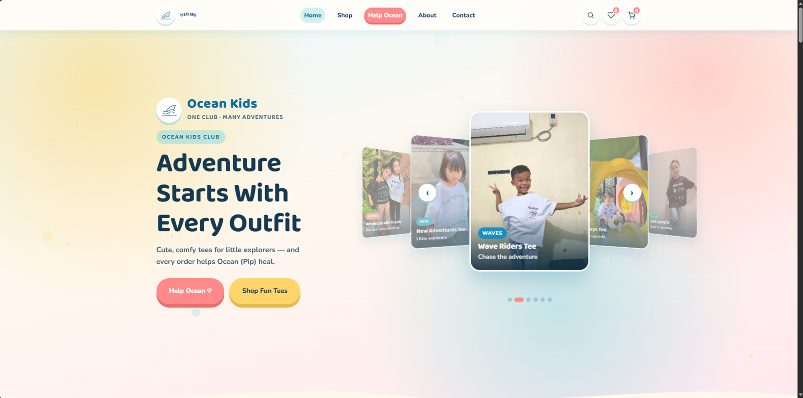 Ocean Kids Club Co website capture (oceankidsclubco.shop)