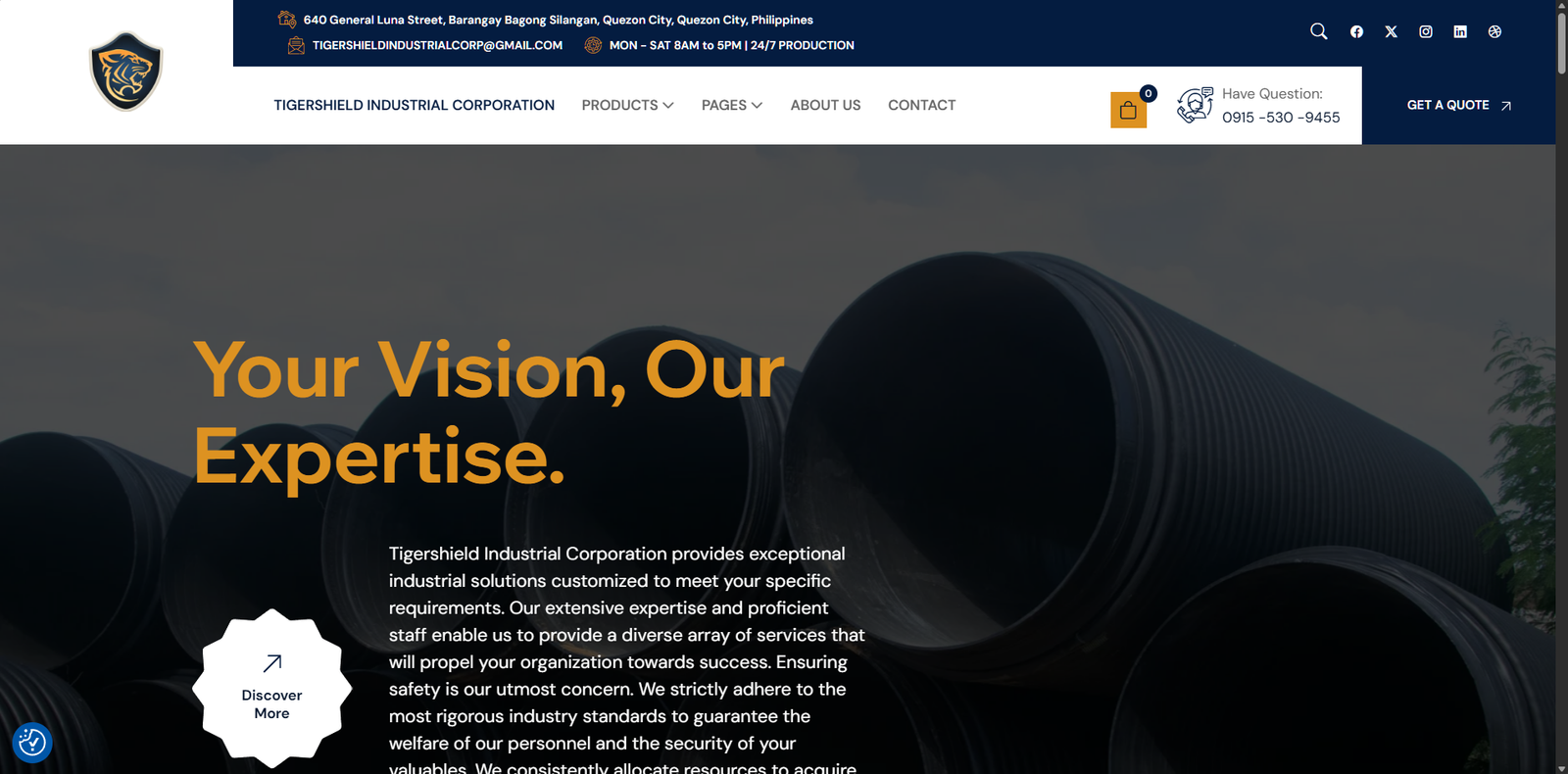 Tigershield Industrial Corporation website capture (tigershieldindustrialph.com)